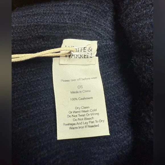 White + Warren Deep Navy 100% Cashmere Beanie Hat & Pop-Top Gloves Set NWT